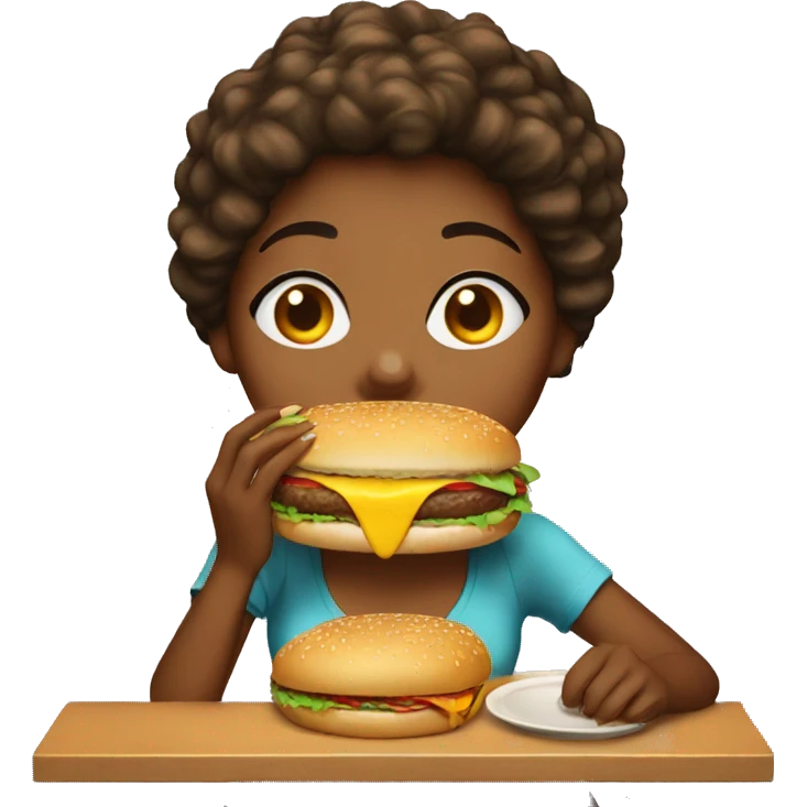 keyla eating BIG burger emoji