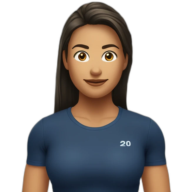 Fitnesstrainerin von der Firma „DKKA“ mit dunkelblauem shirt emoji