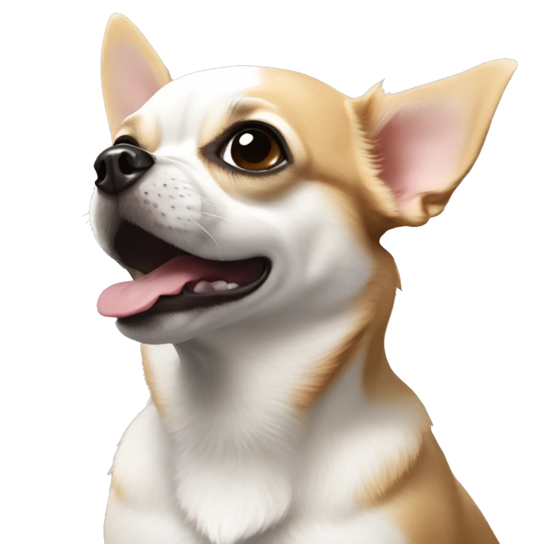 Perro Chihuahua blanco y negro, gordito y  alegre  emoji