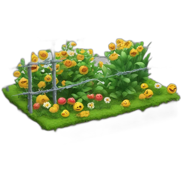 garden next to barbed wire fence emoji