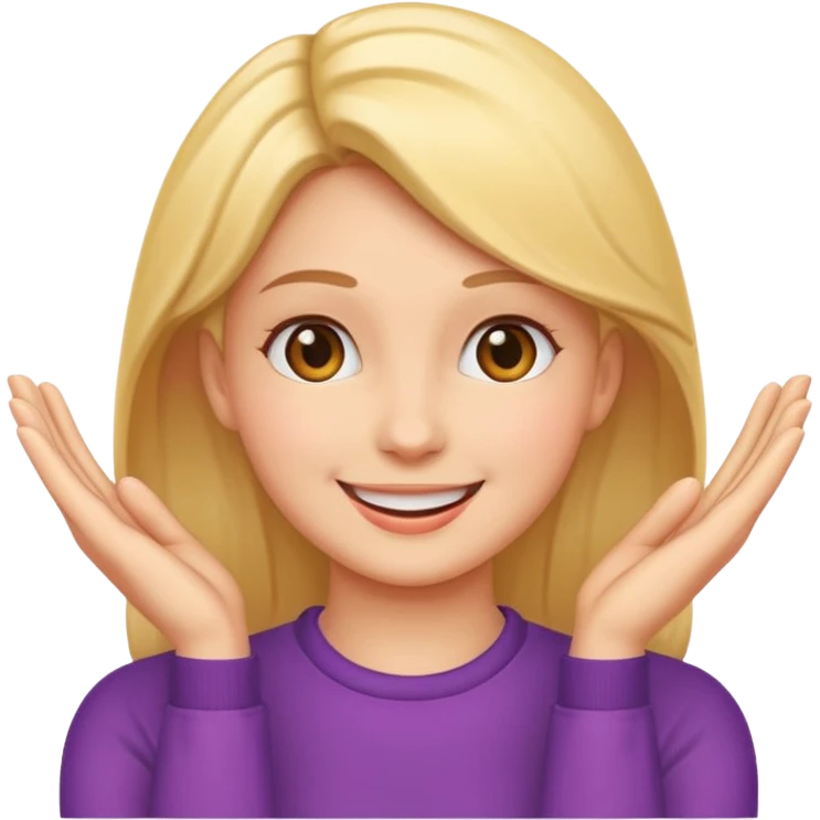 femenine smiling face posing with hands under chin emoji