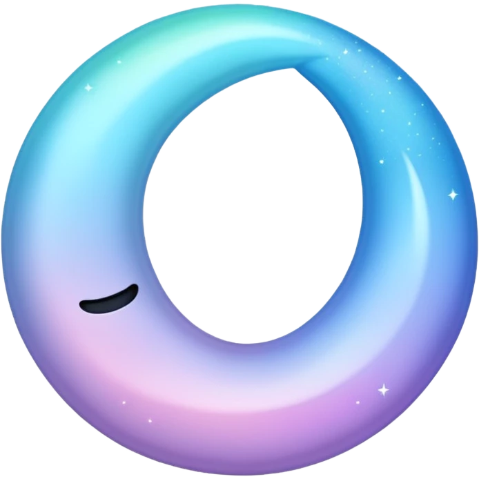 sparkly glossy pastel blue-gradient crescent moon, no face emoji
