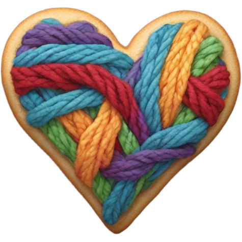 Cookie heart with yarn emoji