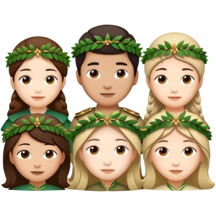 Asians wearing laurel wreaths emoji