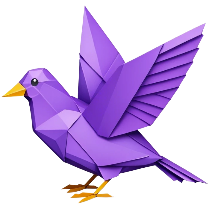 purple colored bird origami  emoji