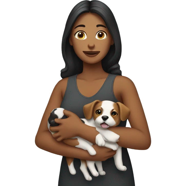 Woman holding dog emoji