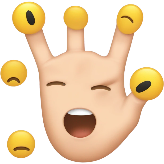 blush emoji with middle finger and crying emoji