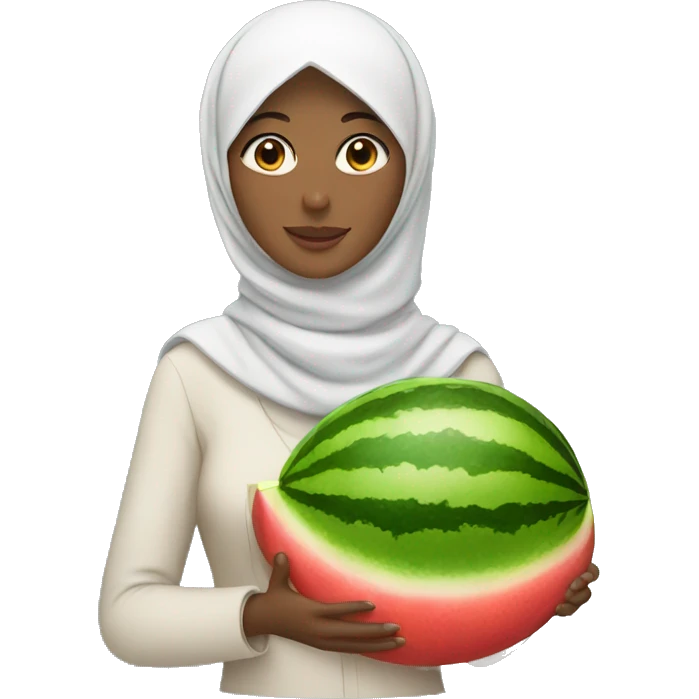 Woman with hijab holding watermelon  emoji