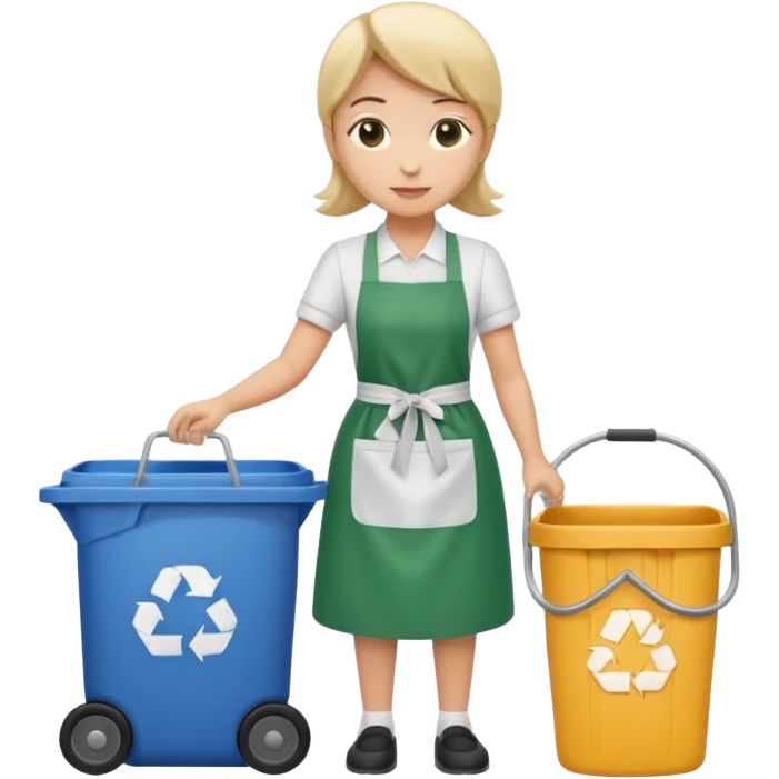 full side body , housekeeper put the trash in can emoji