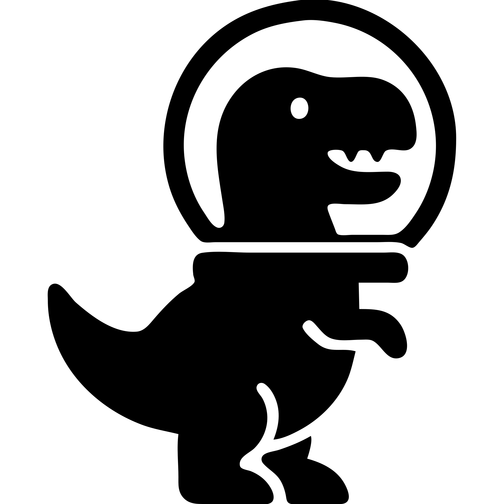 solid black icon of a t-rex astronaut with helmet emoji