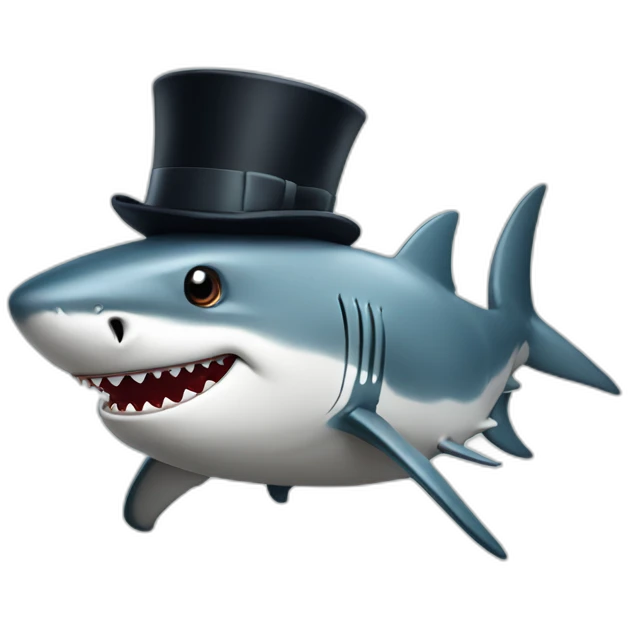 Shark with a top hat emoji