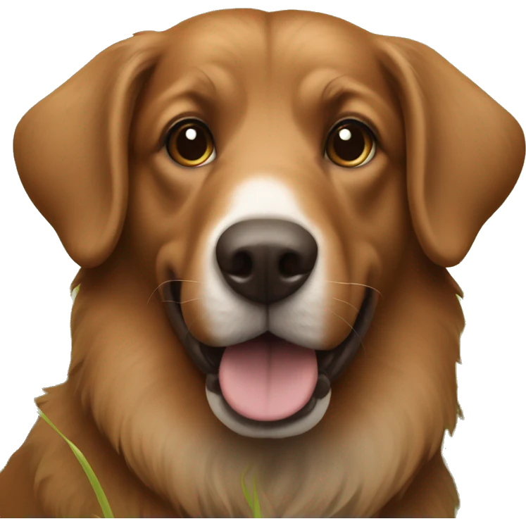 realistic brown dog in grass emoji