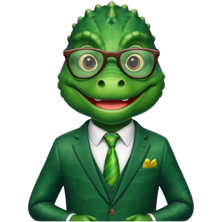 alligator with clothes and wearing glasses emoji