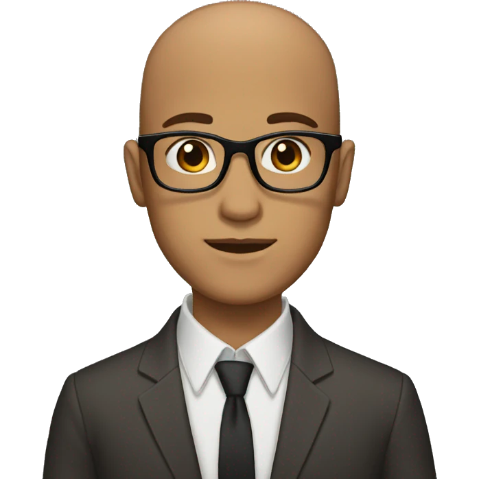 shaved man glasses brown eyes suit emoji