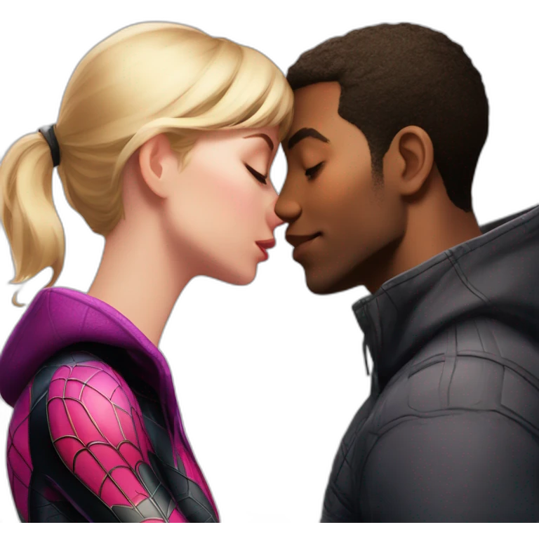 Miles morales kissing Gwen Stacey emoji