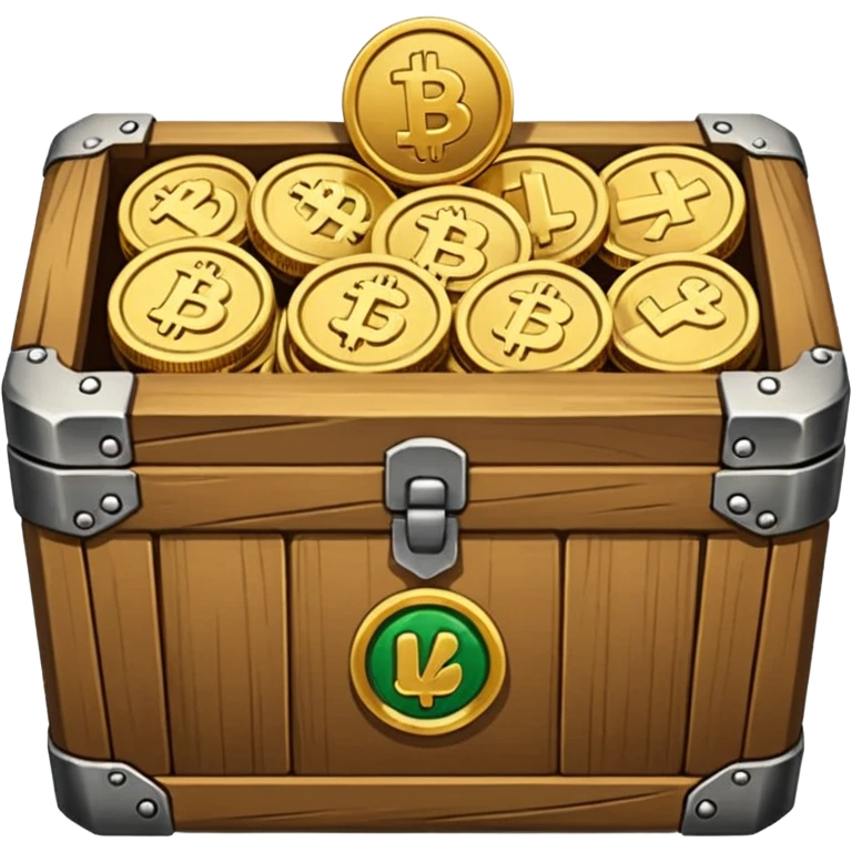 cofre de tesoros con monedas emoji