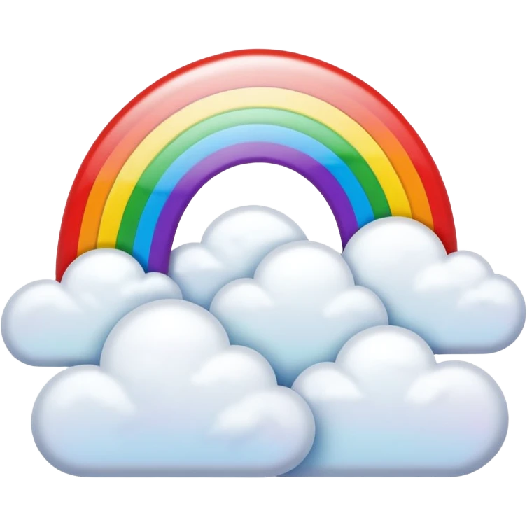 Rainbow with fluffy clouds  emoji