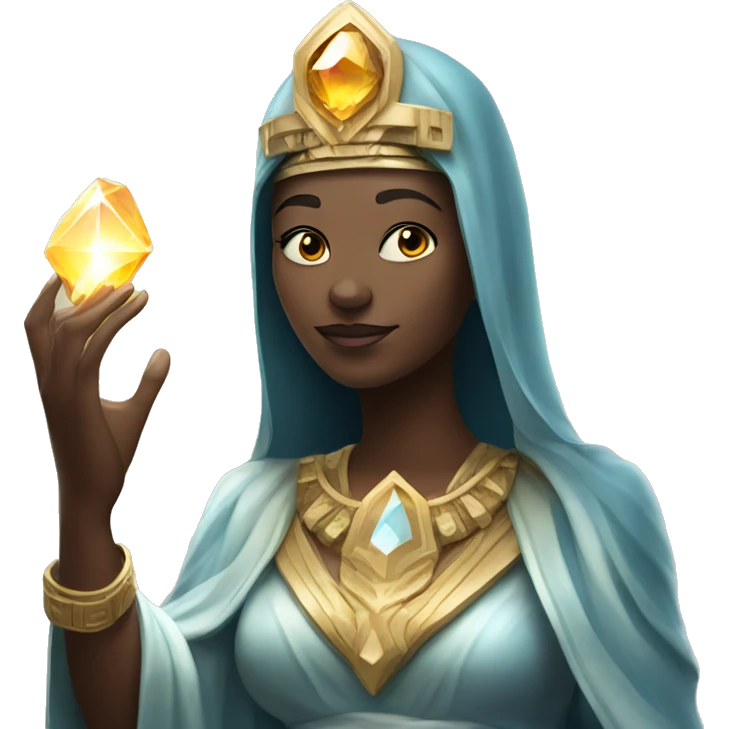 Priestess with a crystal glowing in her hand emoji