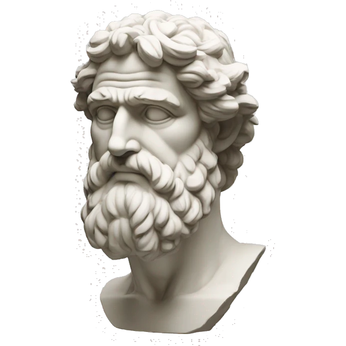 Ancient Greek King Odysseus Statue Thinking with Hand on Chin, Bust only, Off White emoji