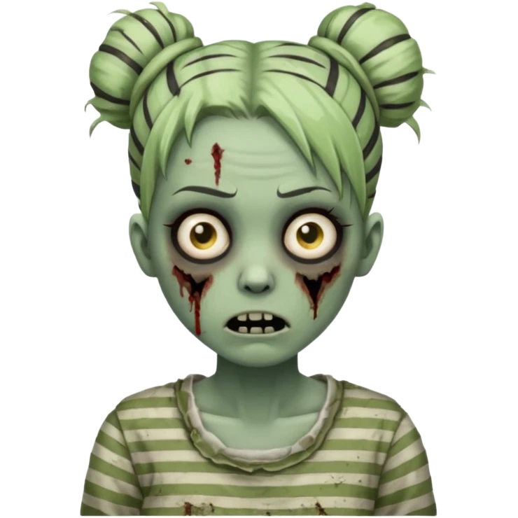 zombie in stripe bun hair emoji