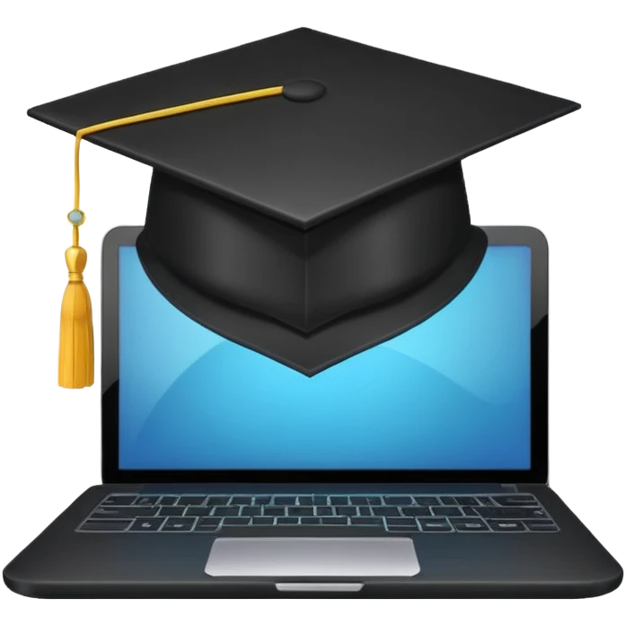 digital educational project, graduation cap and laptop emoji