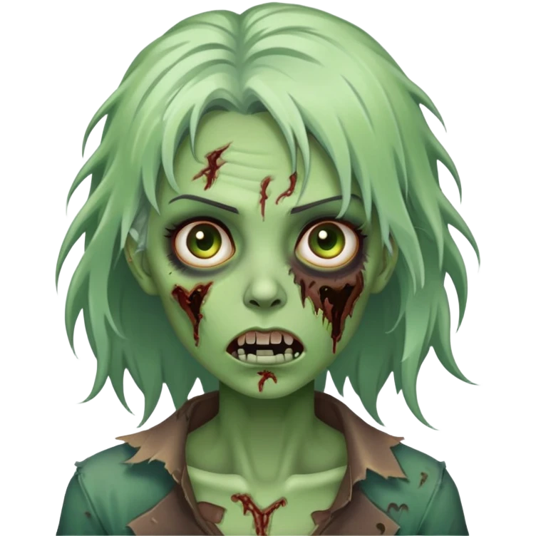 Mulher zombie cabelo meio castanho escuro  emoji