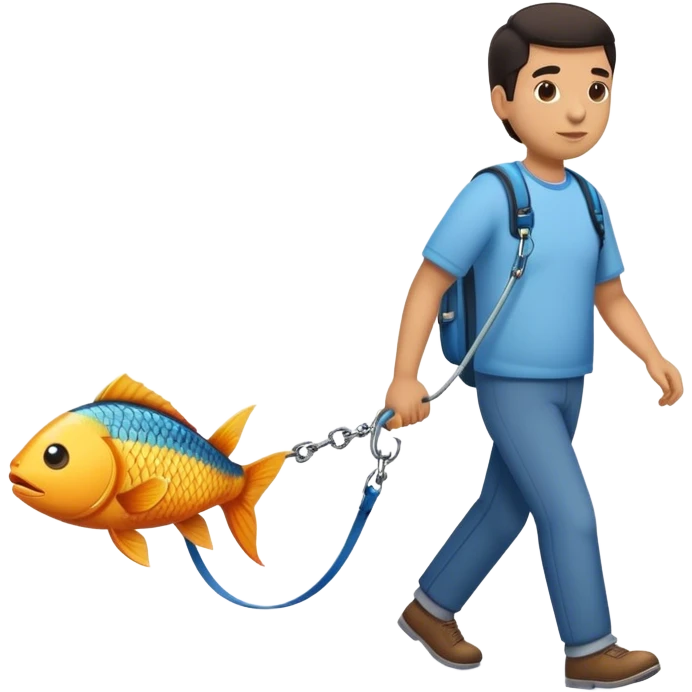 Hispanic dog walking fish emoji
