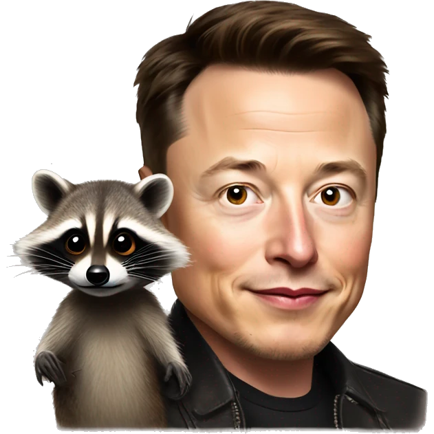 Elon musk with a raccoon emoji