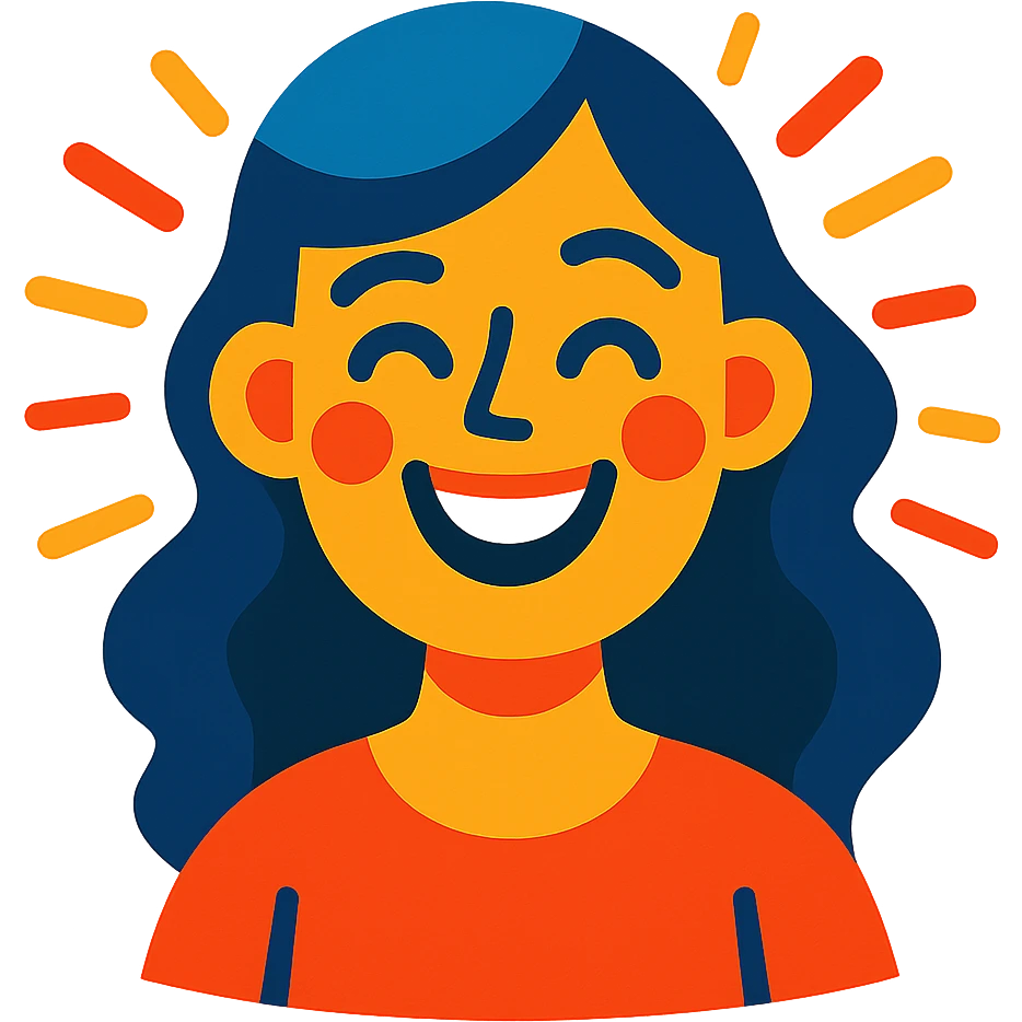 smile, expressive face, vibrant colors, radiating happiness emoji