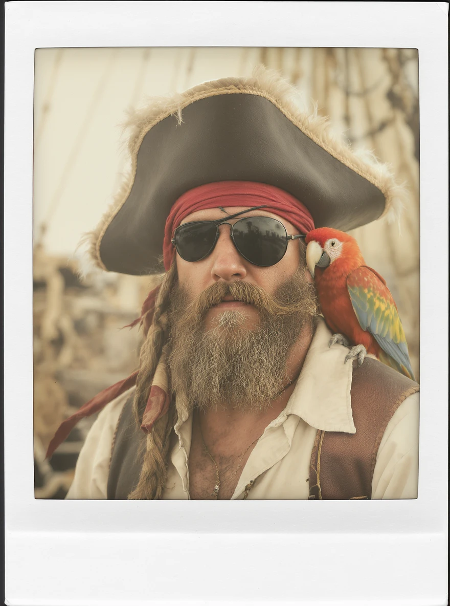pirate with eye patch and parrot emoji