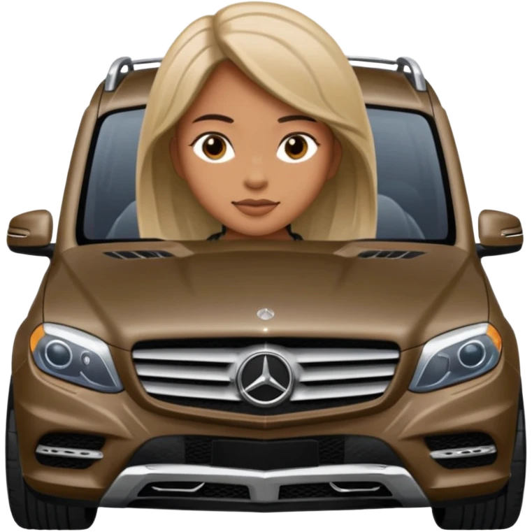 Karen driving a small black Mercedes-Benz SUV emoji