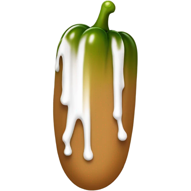 Light-brown ombre skinny long pickle with white paint dripping emoji
