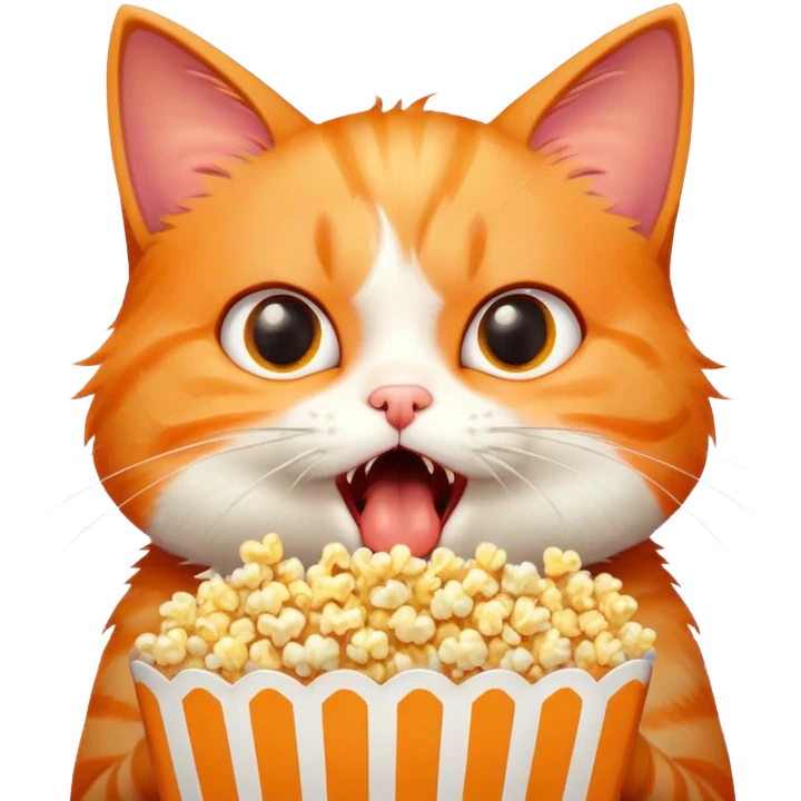 Shocked cat eating popcorn emoji