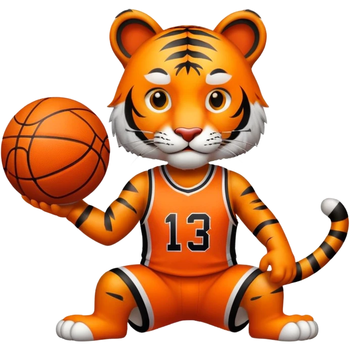 Tiger athlete with basketball emoji