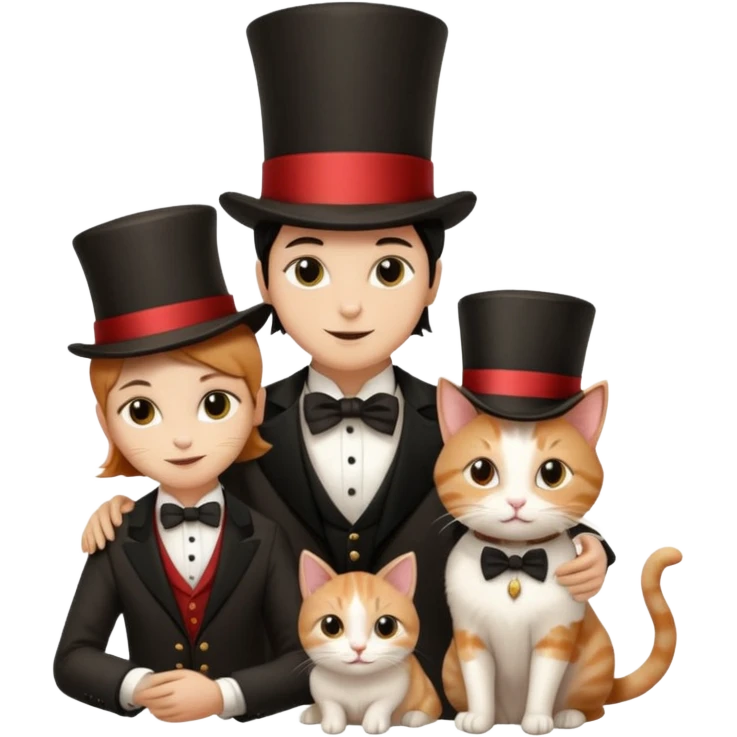 magician couple and their pet cat emoji