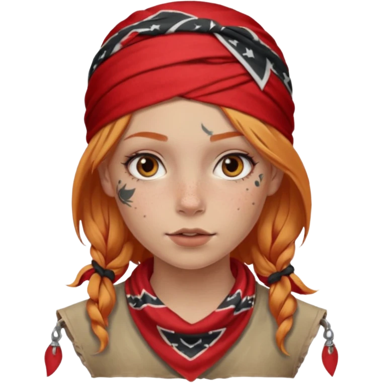 blonde hair with red head bandana and lots of face tattoo girl emoji