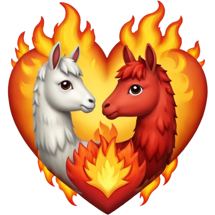 Corazón realista con llamas de fuego emoji