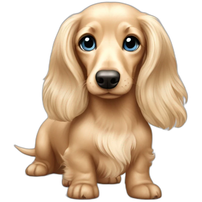 Cream Dachshund long haired blue eyed emoji