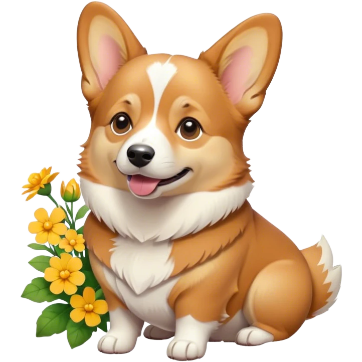 Corgi with flowers  emoji