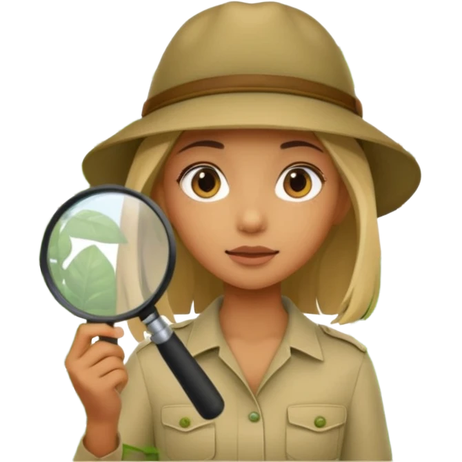 a girl with jungle and magnifying glass emoji