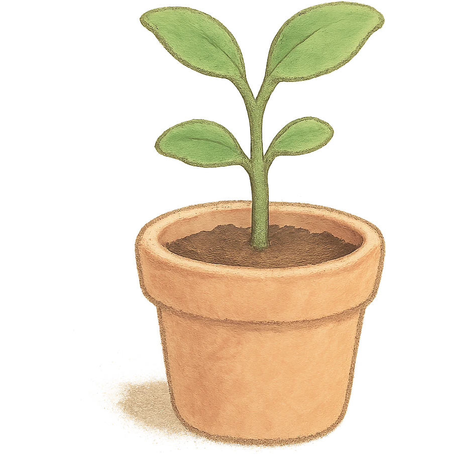 tiny pastel plant pot, Japanese soft hand-drawn, full object emoji