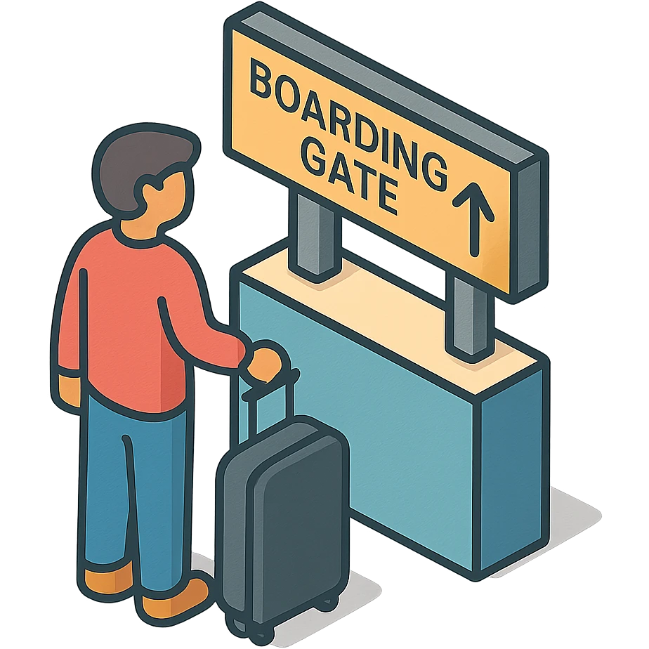 the man standing at boarding gate emoji