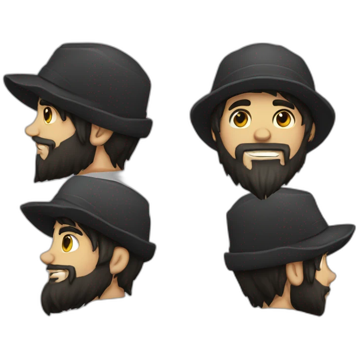 emo guy with beard and hat hype face emoji