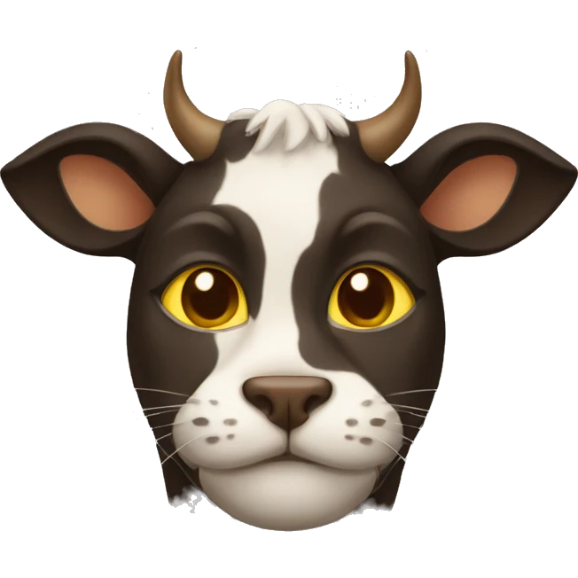 Cat with brown cow colours and yellow eyes emoji