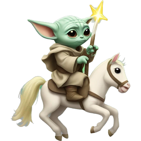 baby yoda riding unicorn emoji