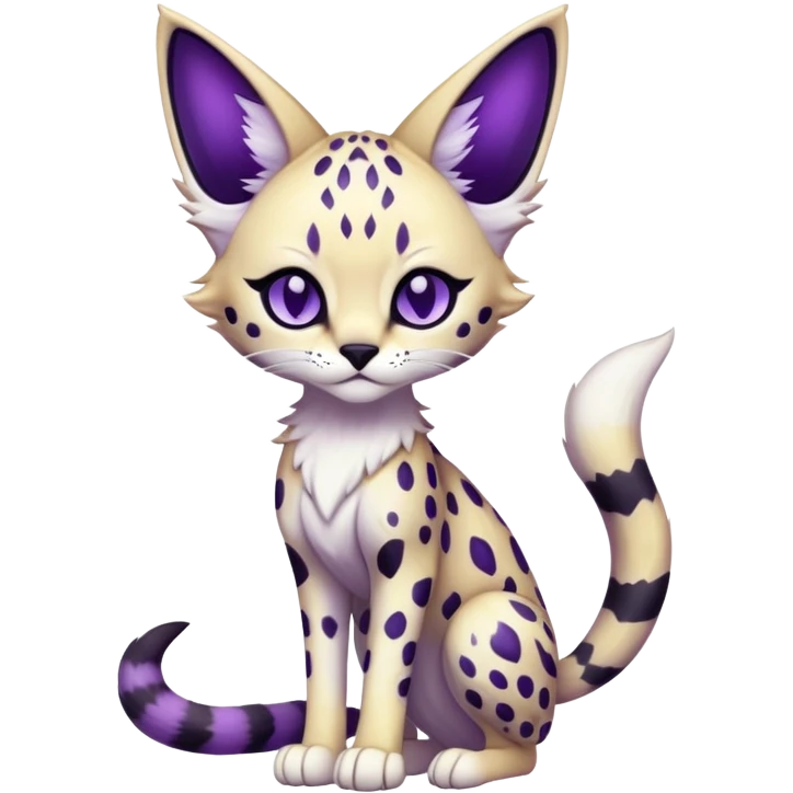Kawaii Cute Edgy Black Purple White ethereal eldritch Serval-Fionbri-Vernid full body emoji
