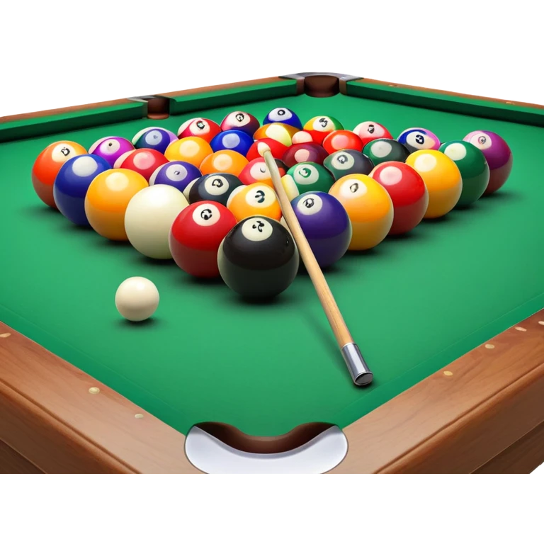 billiards pool table with cue ball and colorful balls emoji