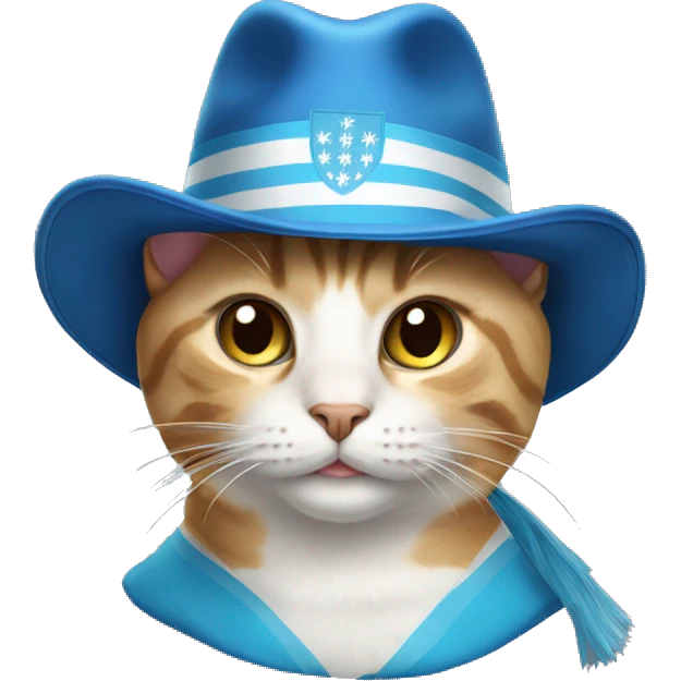 Cat wearing Argentina pride hat emoji