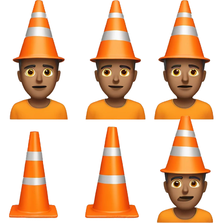 Guy with orange traffic cone instead of his head emoji