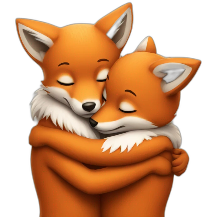 Foxes hugging emoji